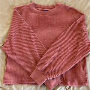 Old Navy Pink Crew Neck Sweater with Ribbed Texture
